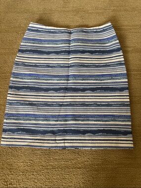 J. McLaughlin Blue and White Striped Mini Skirt